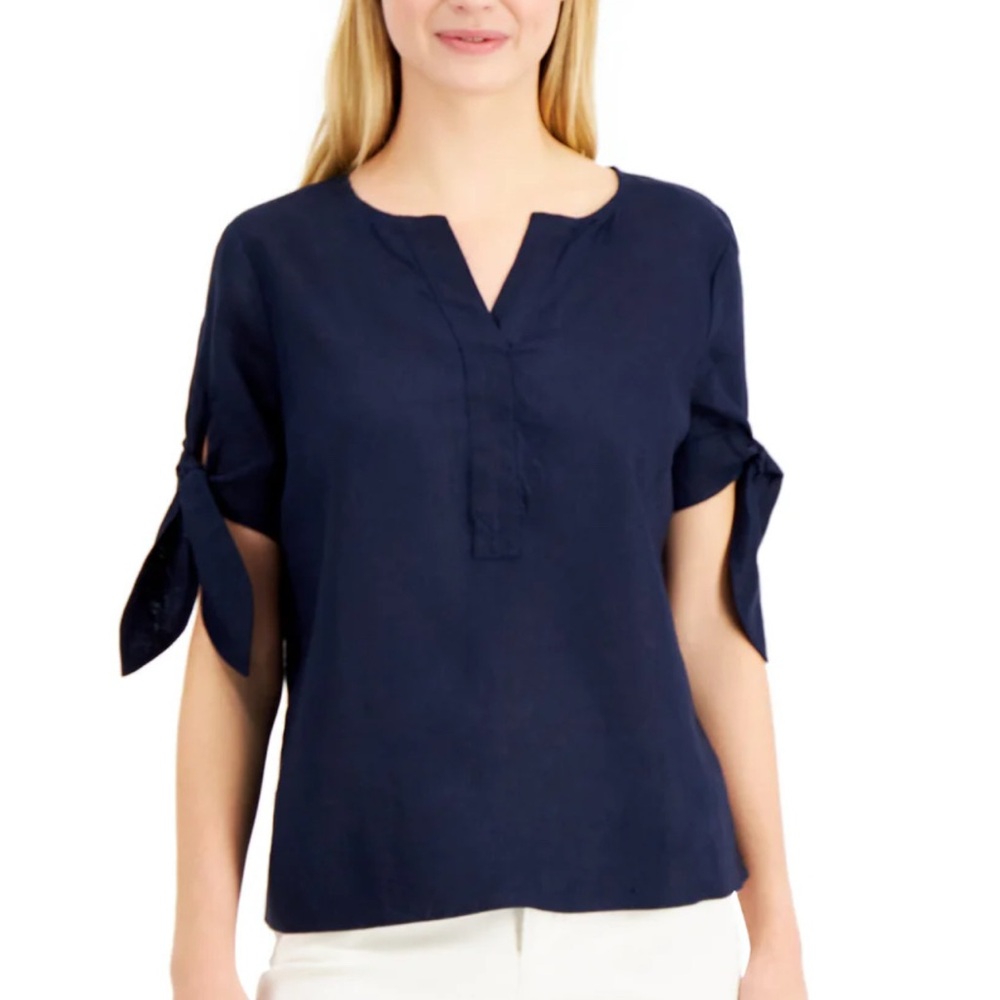 Charter Club Linen Blue Women's Top